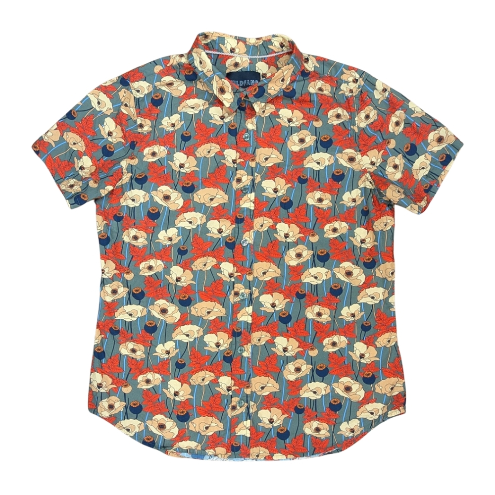 Wildfang Poppy Print Essential Button Up Shirt size L